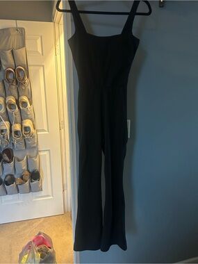 Thrive Black Boot-Cut Jumpsuit with Square Neck
